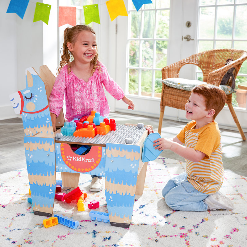 Kidkraft Llama Pinata Building Bricks Wooden Table with 50 Blocks